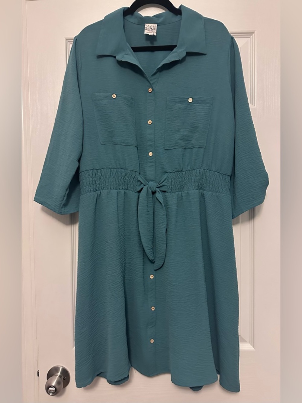 Naïf Women’s Green Shirt Dress with Tie Waist - Size 2X